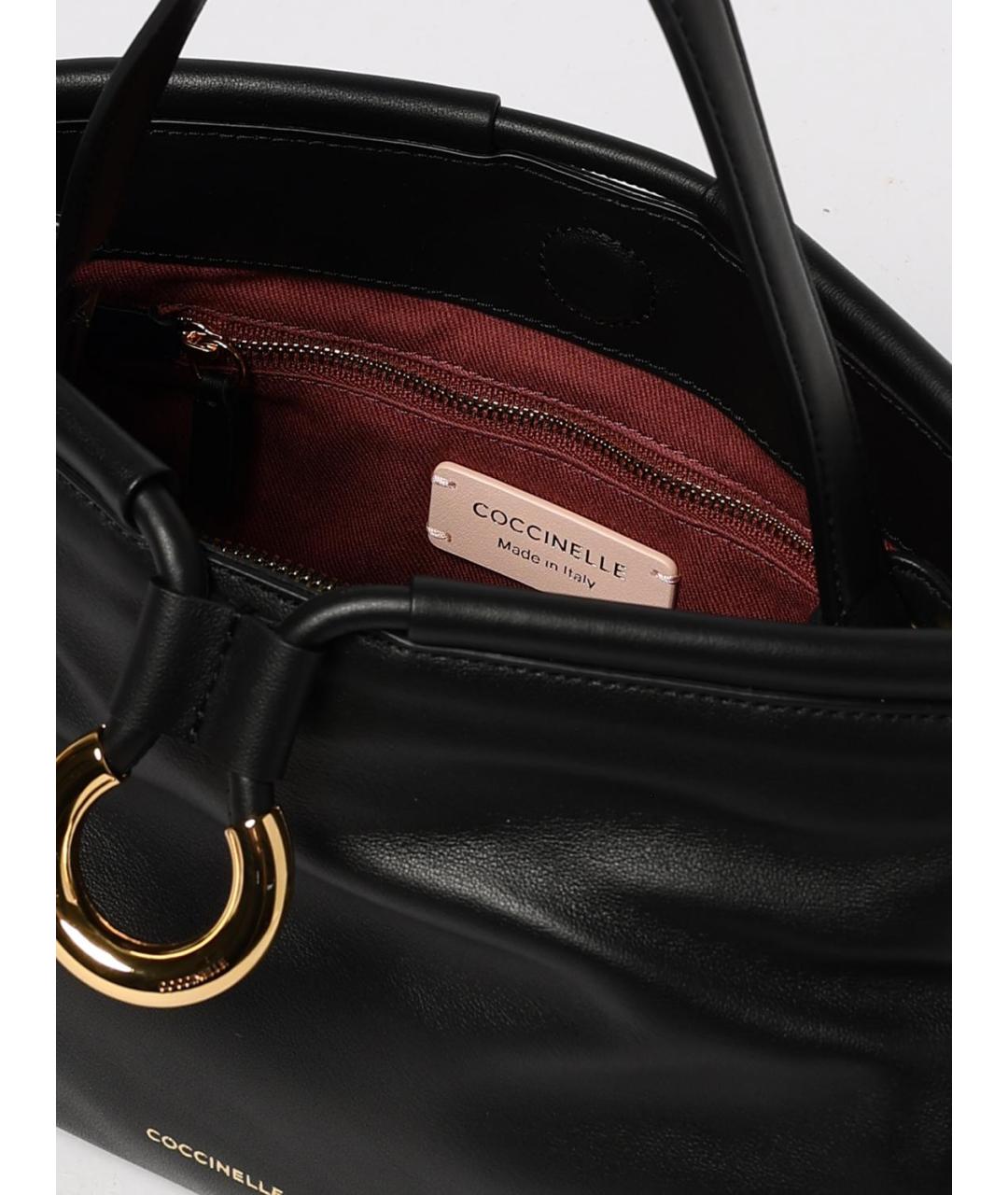 COCCINELLE Черная кожаная сумка тоут, фото 3