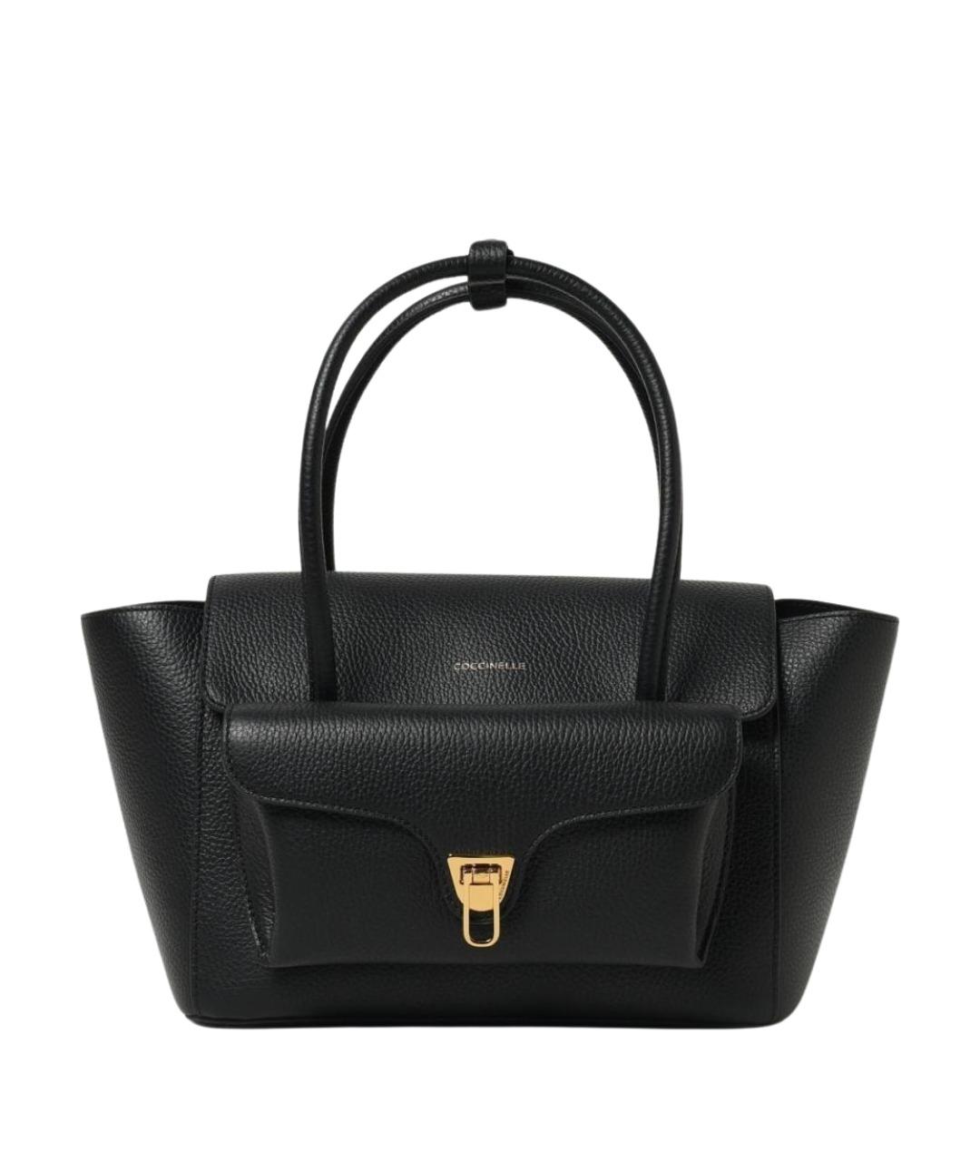 COCCINELLE Черная кожаная сумка тоут, фото 1