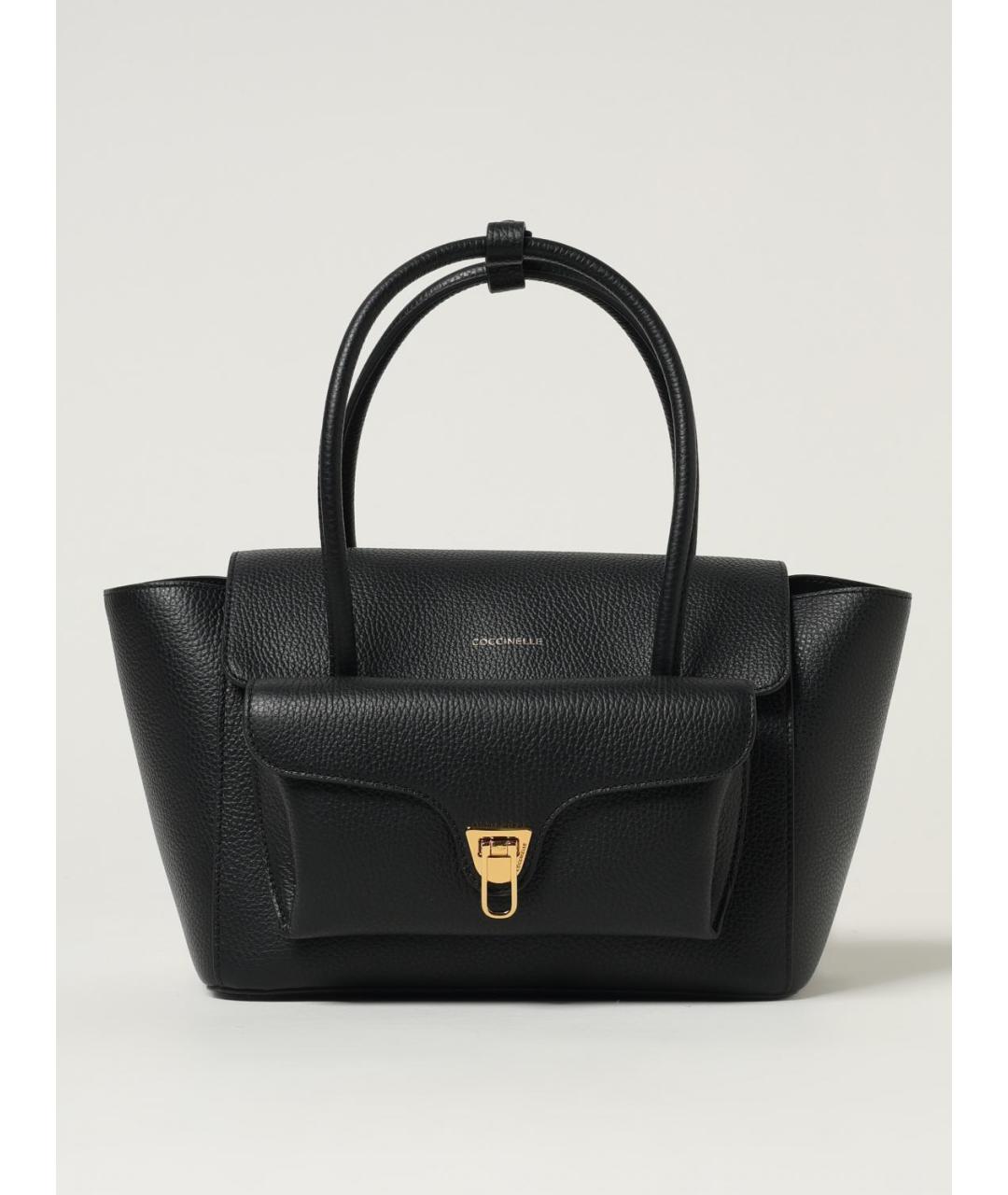 COCCINELLE Черная кожаная сумка тоут, фото 4