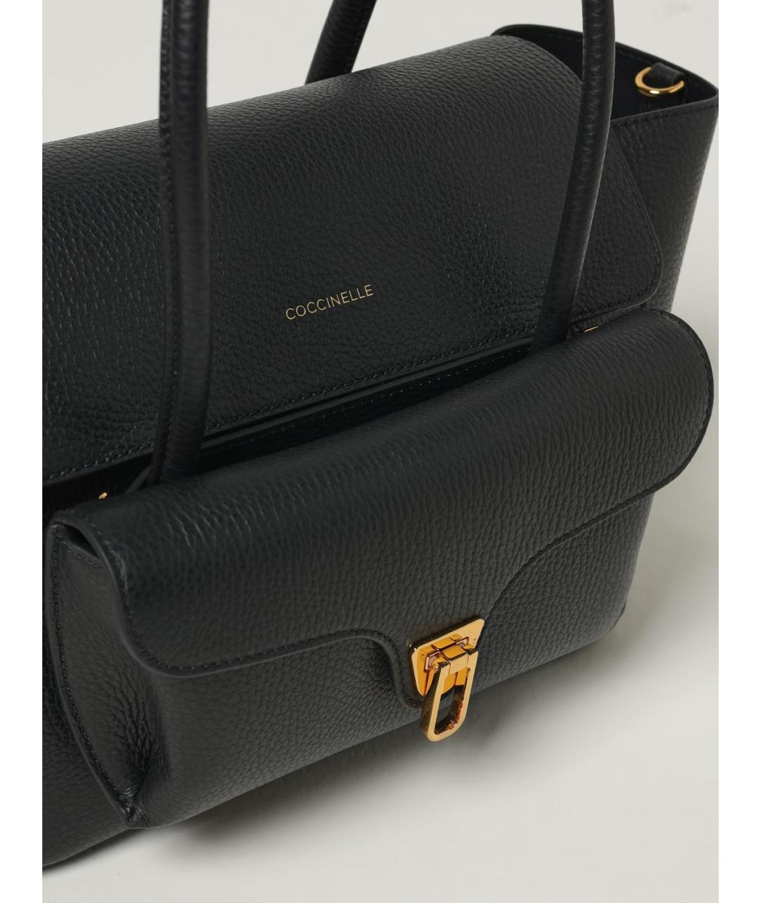 COCCINELLE Черная кожаная сумка тоут, фото 3