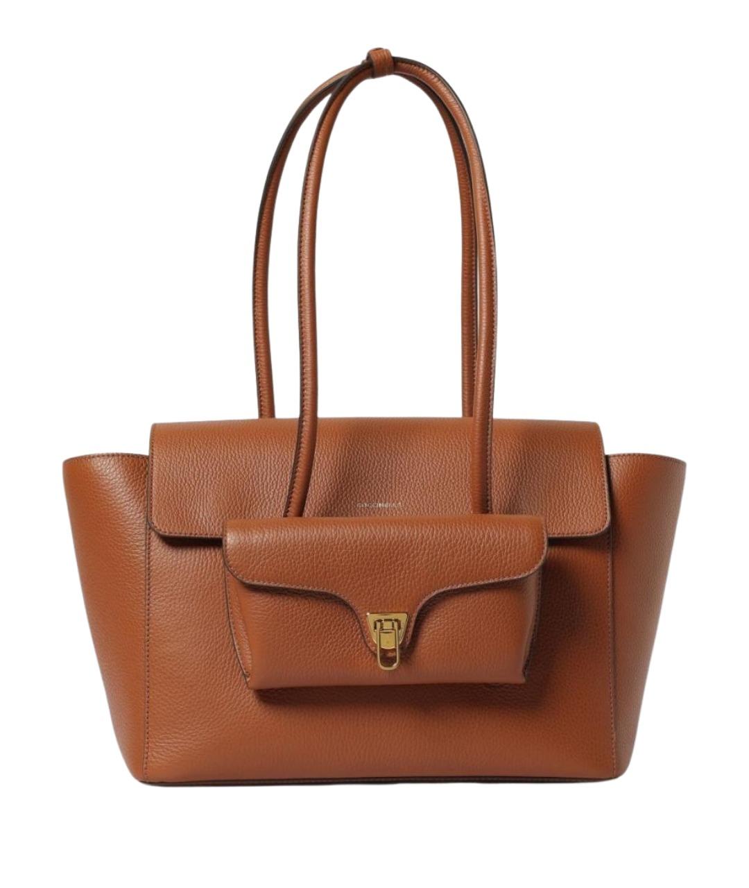 COCCINELLE Коричневая кожаная сумка тоут, фото 1