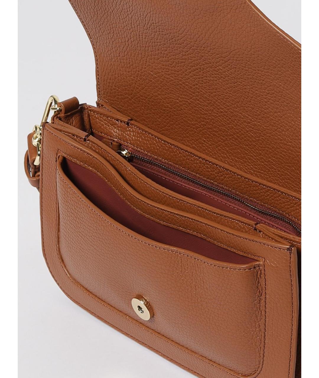 COCCINELLE Коричневая кожаная сумка через плечо, фото 3