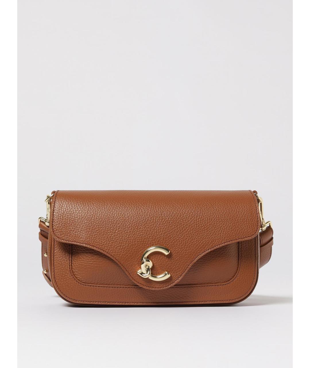 COCCINELLE Коричневая кожаная сумка через плечо, фото 4