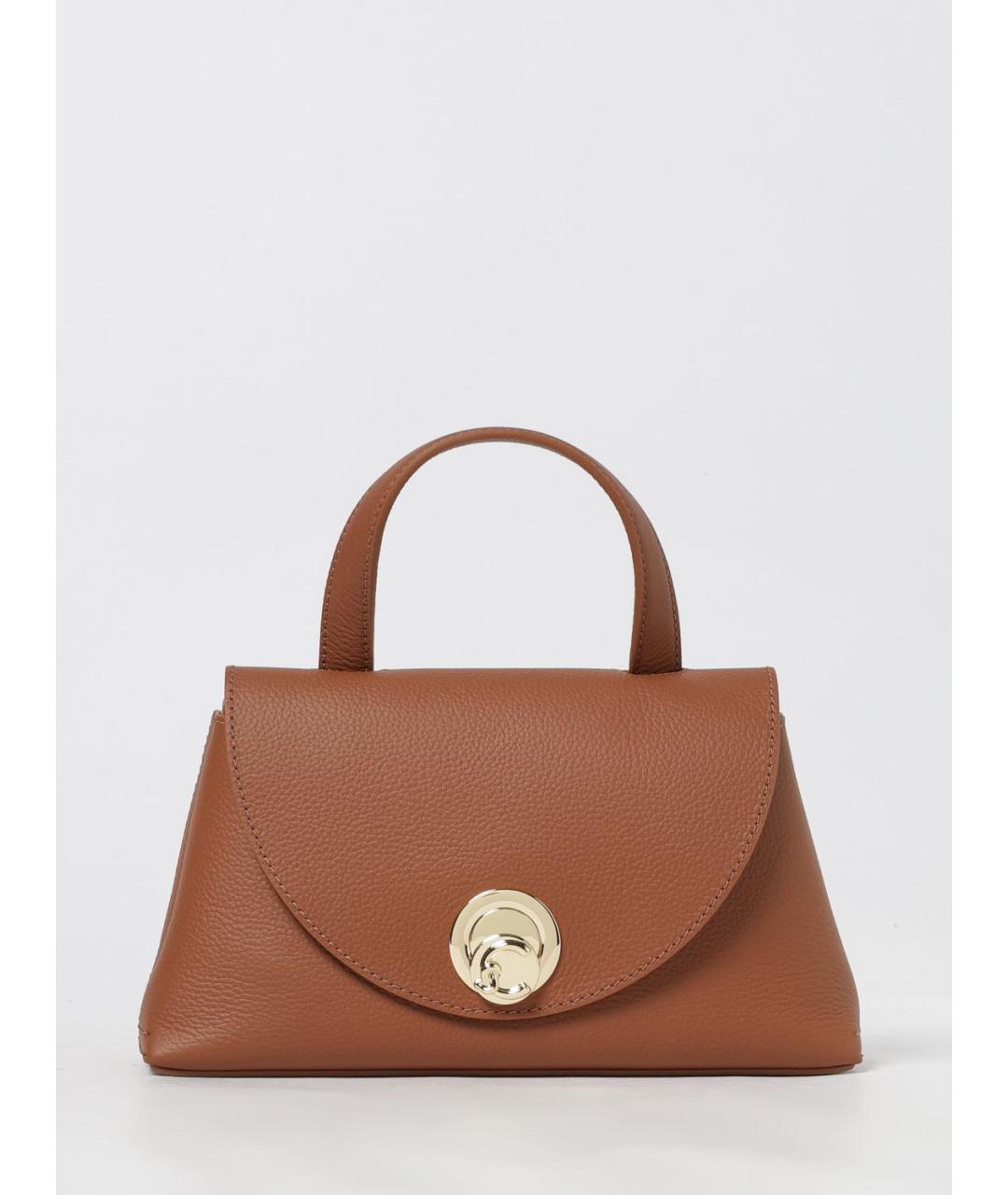 COCCINELLE Коричневая кожаная сумка с короткими ручками, фото 4