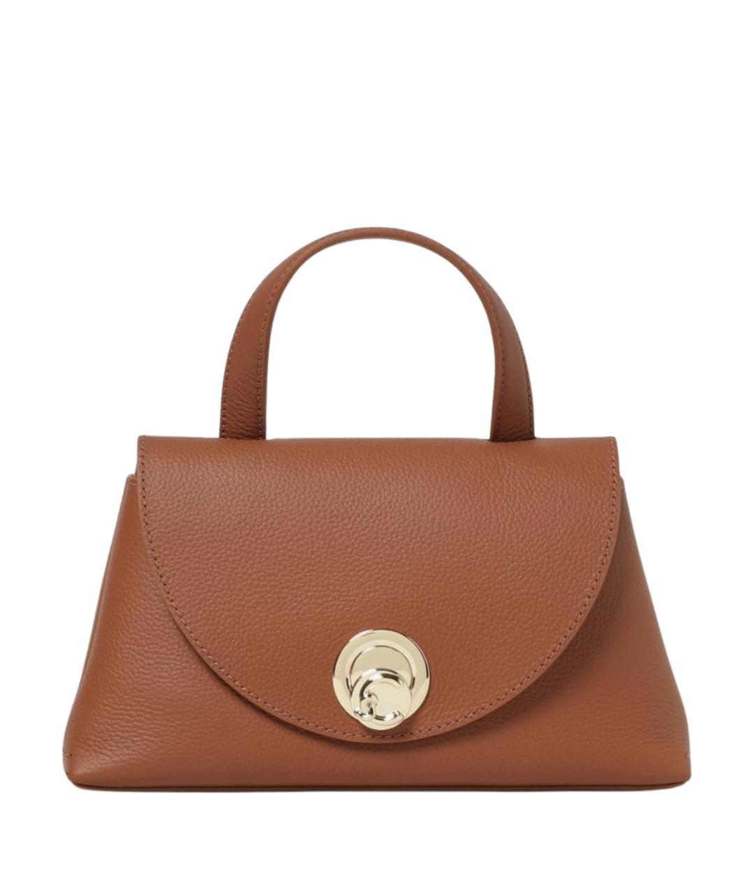 COCCINELLE Коричневая кожаная сумка с короткими ручками, фото 1