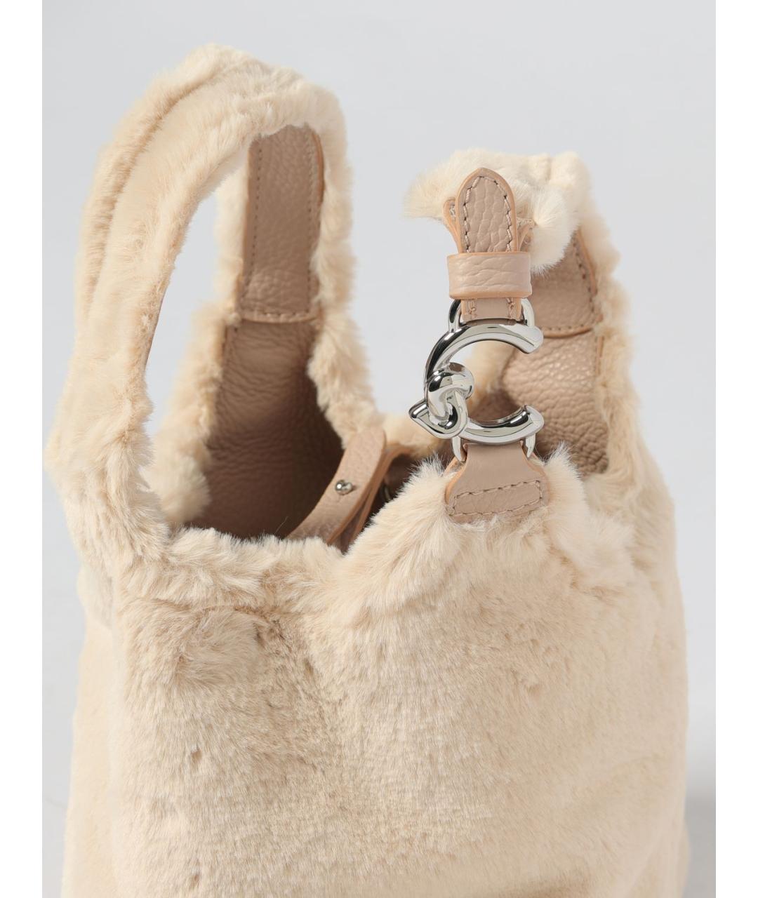 COCCINELLE Бежевая синтетическая сумка тоут, фото 3