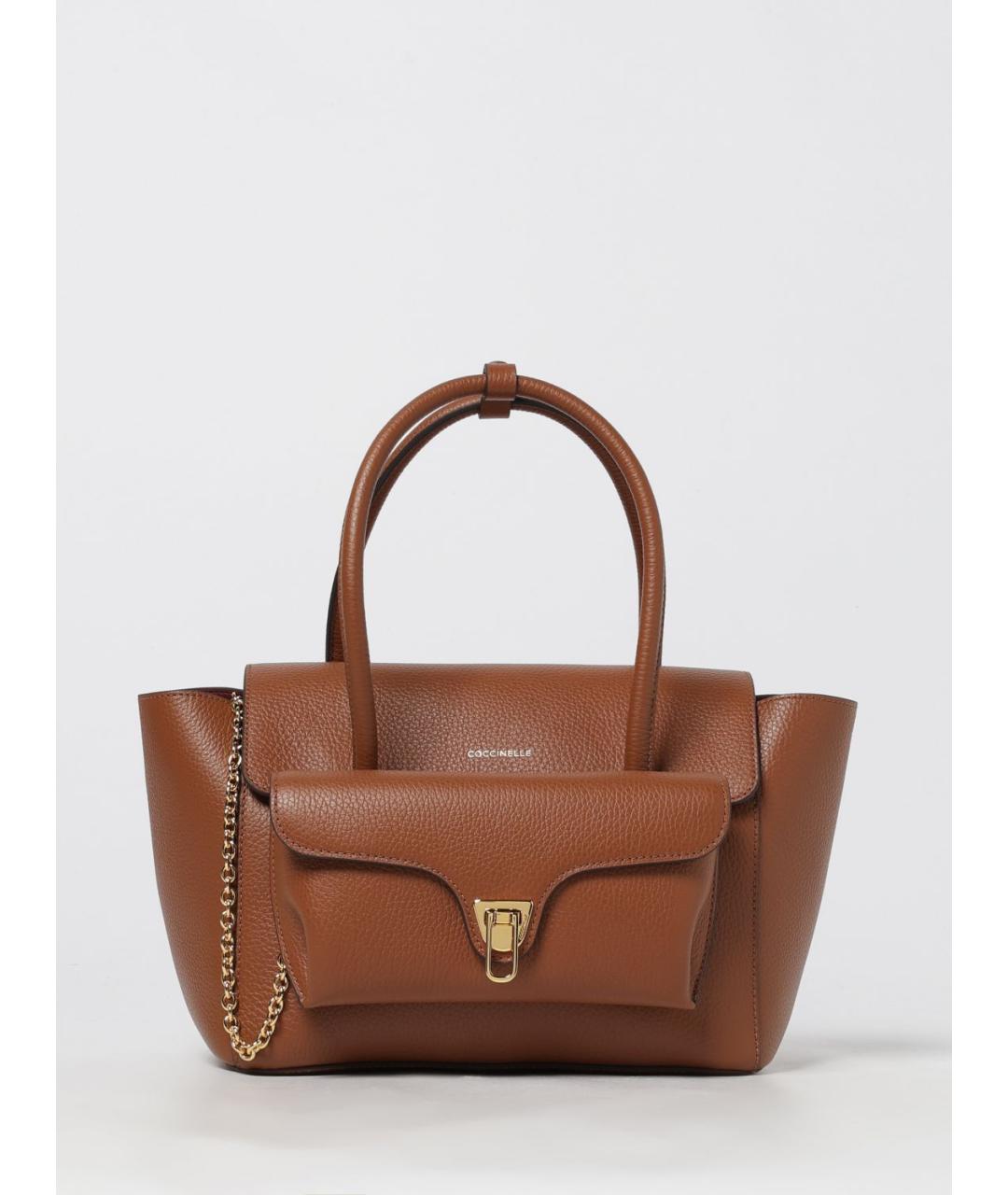 COCCINELLE Коричневая кожаная сумка тоут, фото 4