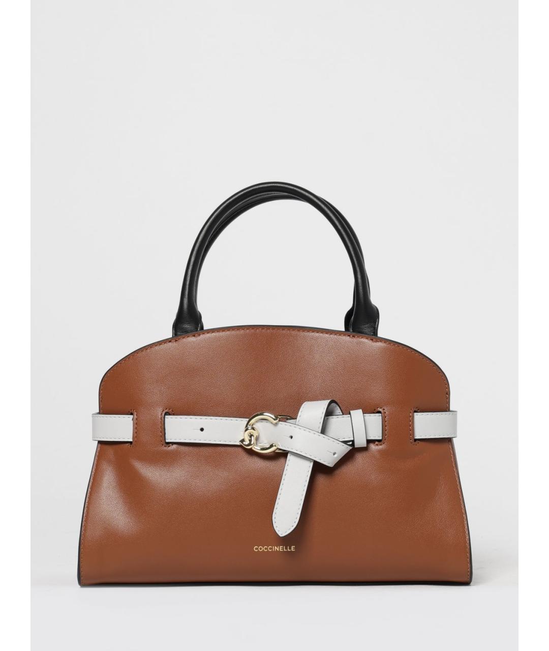 COCCINELLE Коричневая кожаная сумка тоут, фото 4