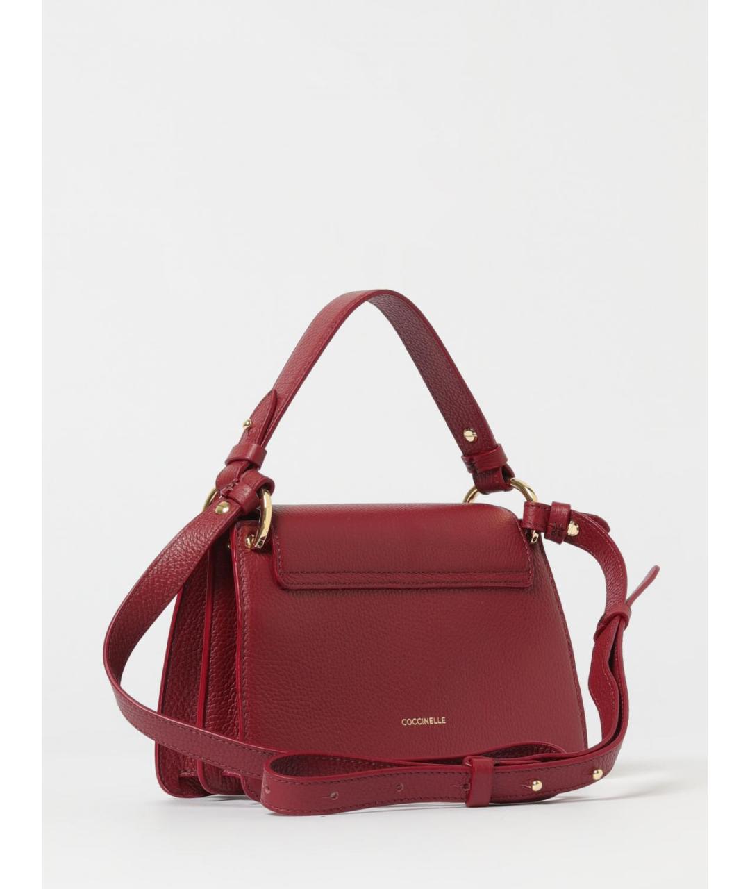 COCCINELLE Бордовая кожаная сумка с короткими ручками, фото 2