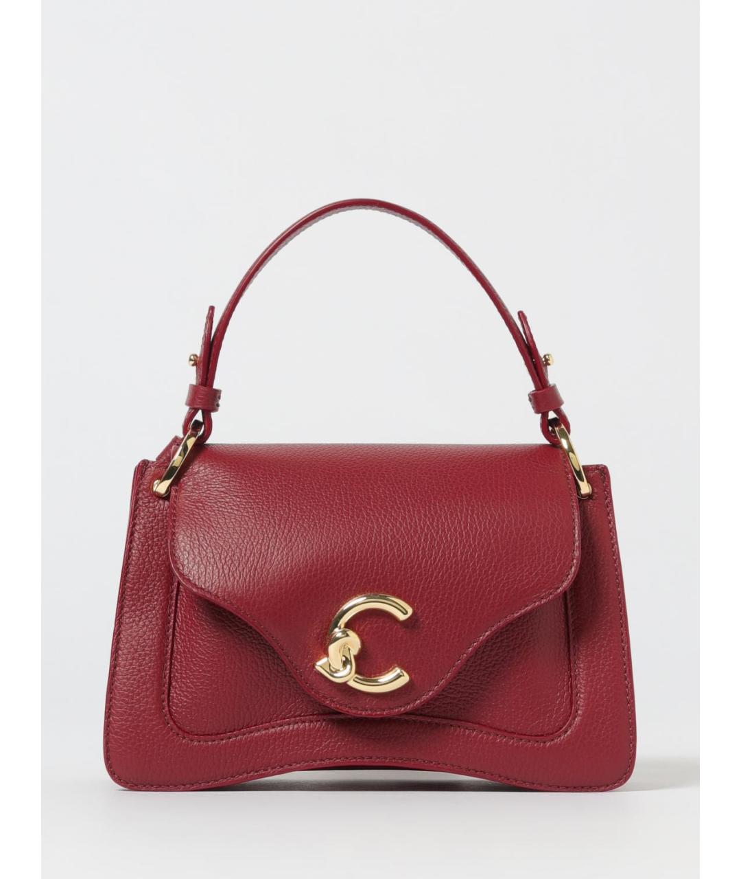 COCCINELLE Бордовая кожаная сумка с короткими ручками, фото 4
