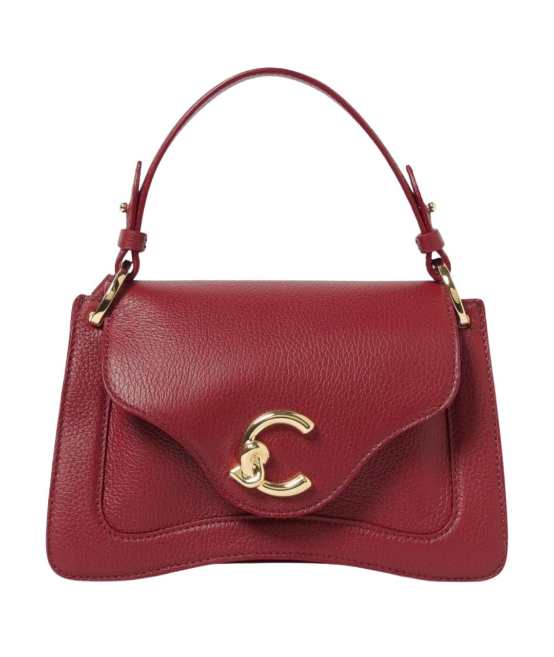 COCCINELLE Бордовая кожаная сумка с короткими ручками, фото 1