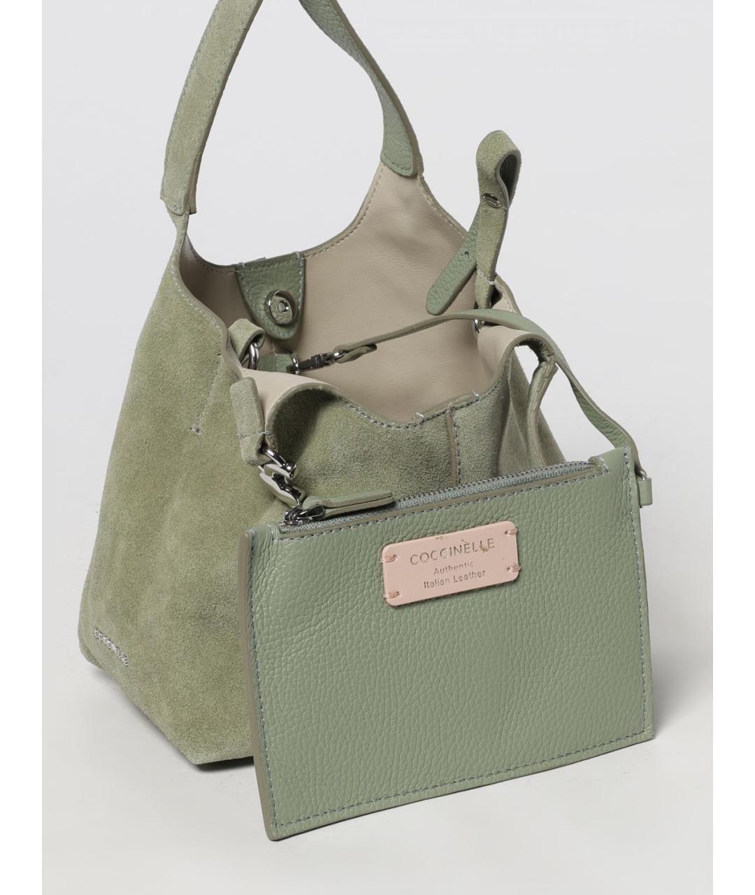 COCCINELLE Зеленая замшевая сумка тоут, фото 3
