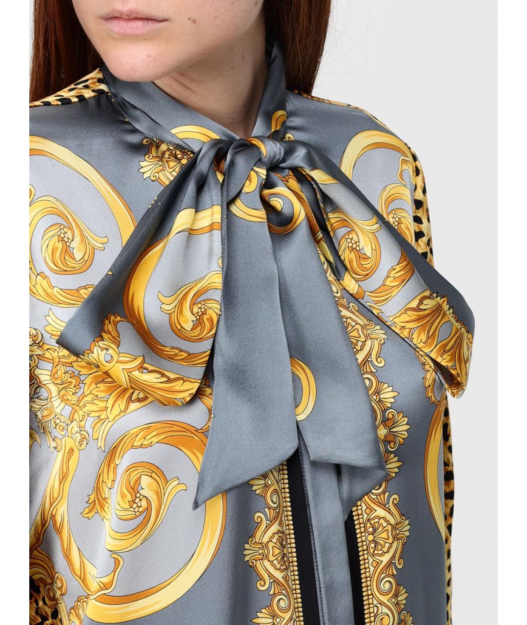 VERSACE Мульти шелковая блузы, фото 5