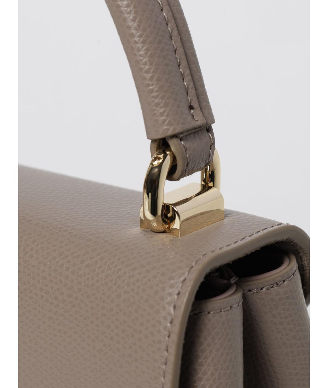 FURLA Серая кожаная сумка с короткими ручками, фото 3