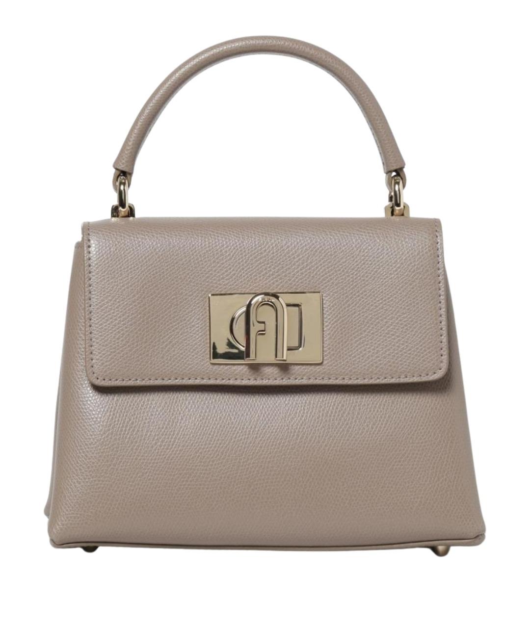 FURLA Серая кожаная сумка с короткими ручками, фото 1