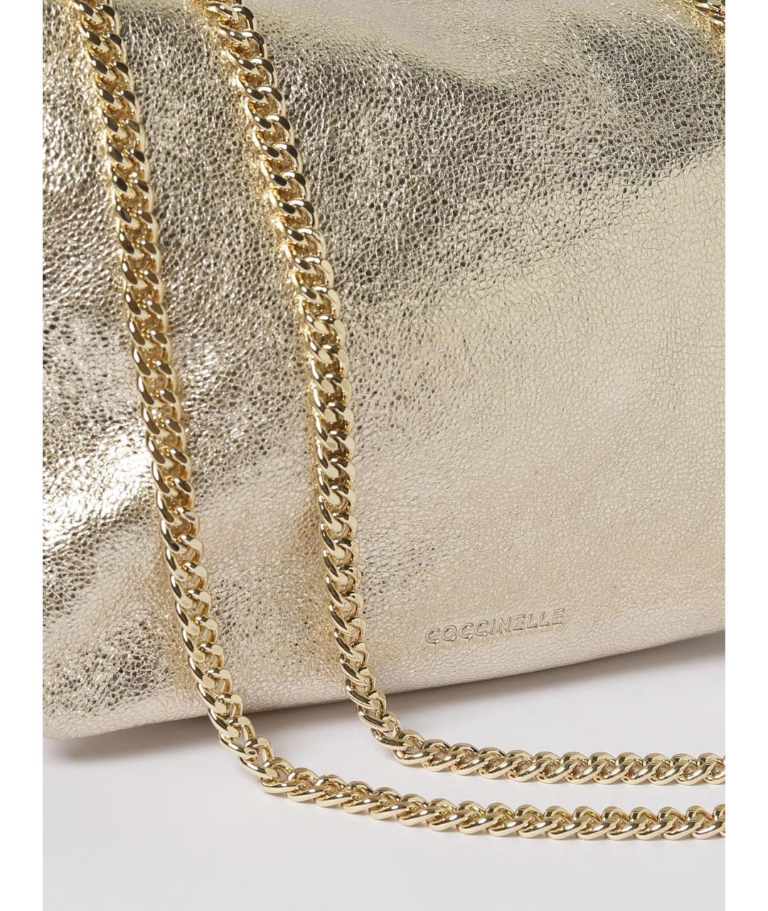 COCCINELLE Золотая кожаная сумка через плечо, фото 3