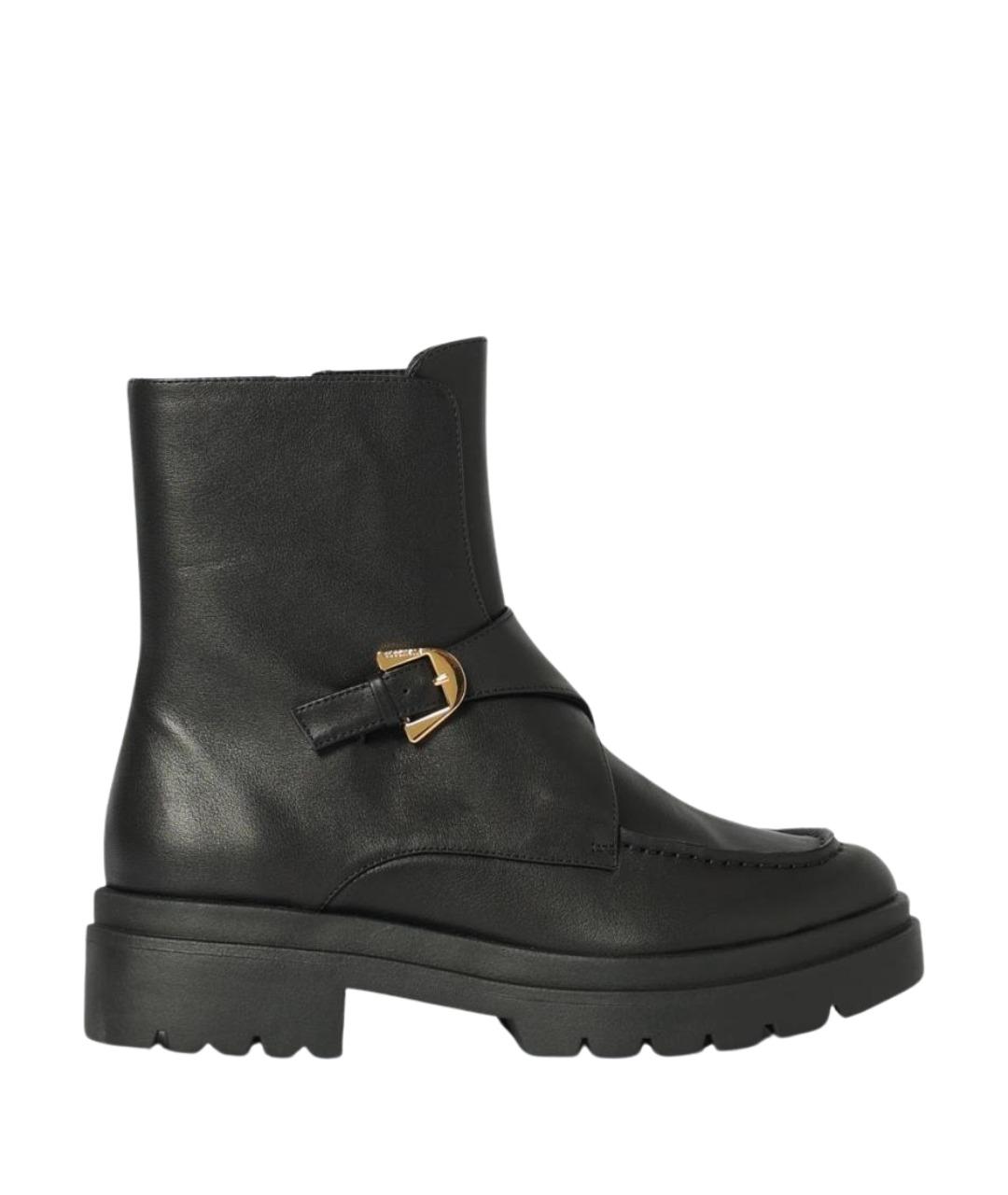 COCCINELLE Черные кожаные ботинки, фото 1