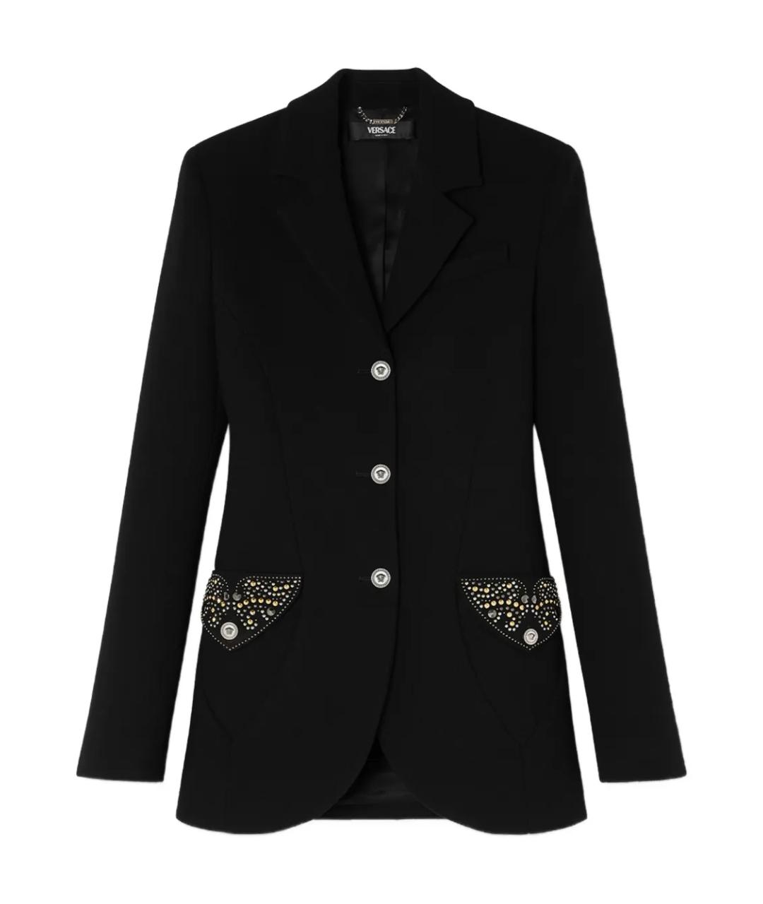 VERSACE Черный шерстяной жакет/пиджак, фото 1