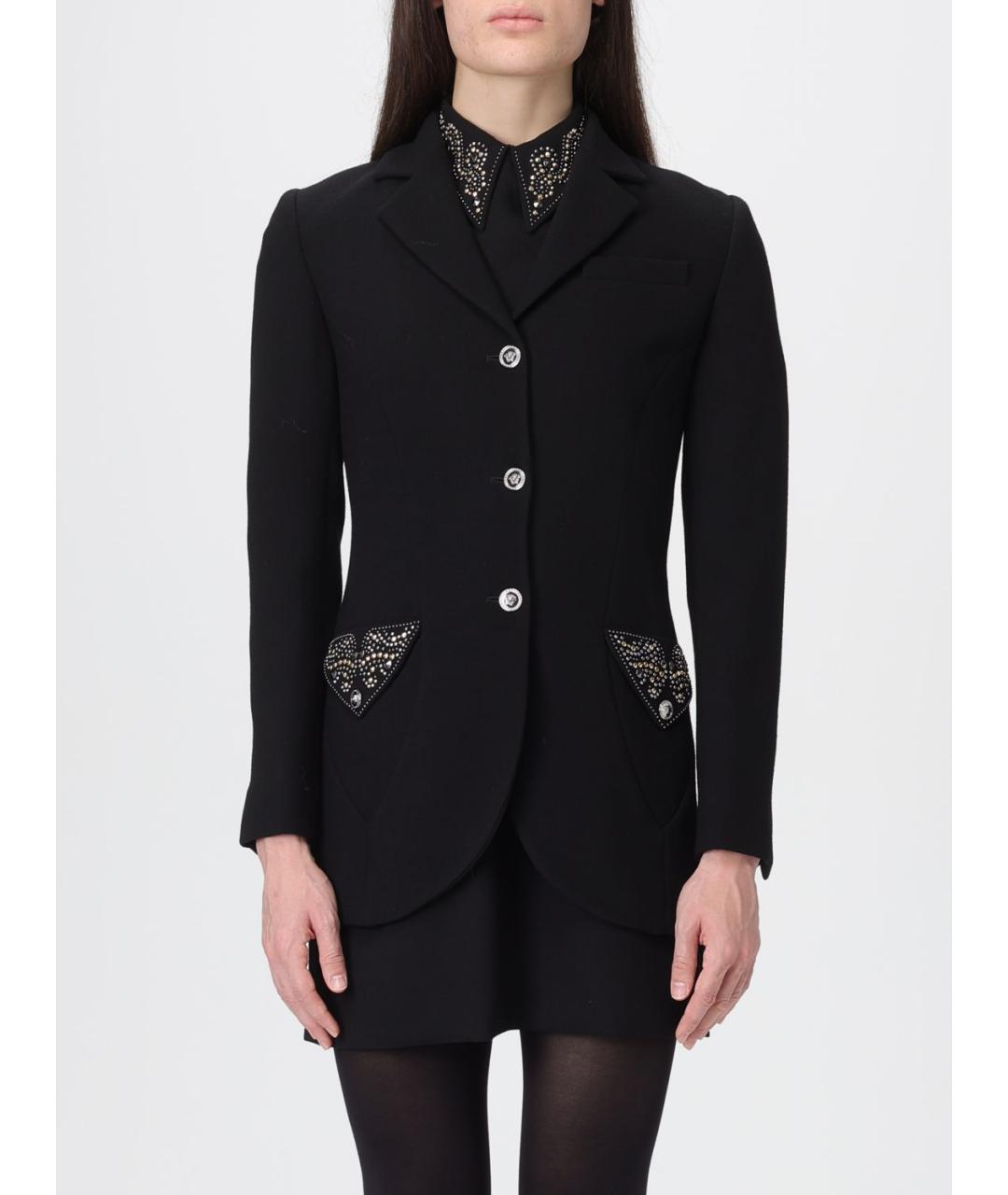VERSACE Черный шерстяной жакет/пиджак, фото 2