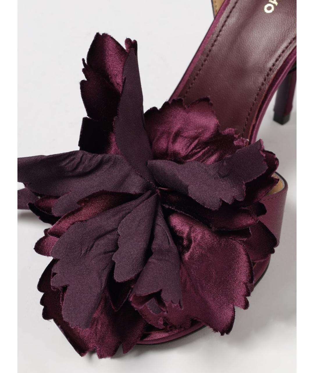 FERRAGAMO Бордовые кожаные босоножки, фото 4