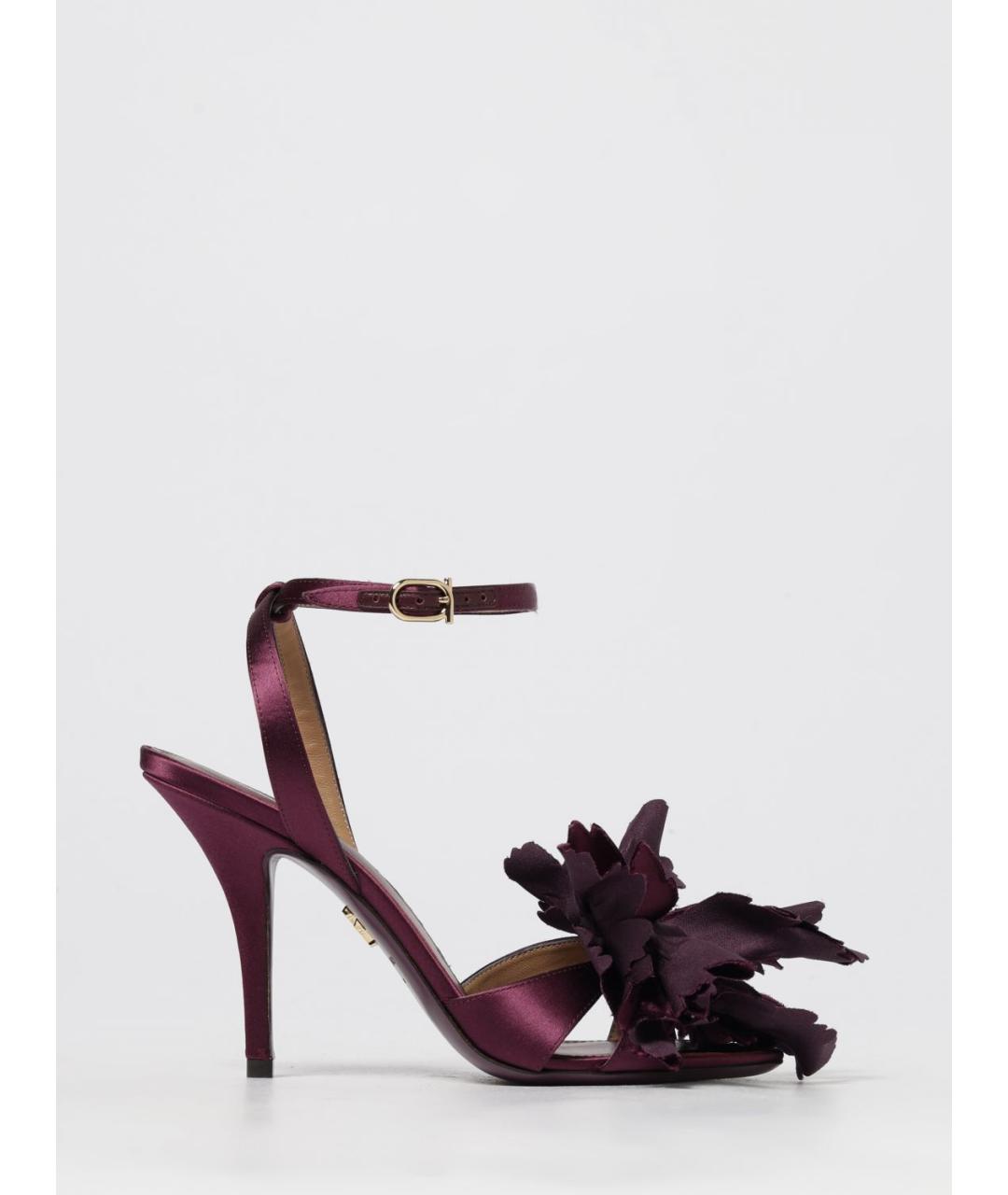 FERRAGAMO Бордовые кожаные босоножки, фото 5