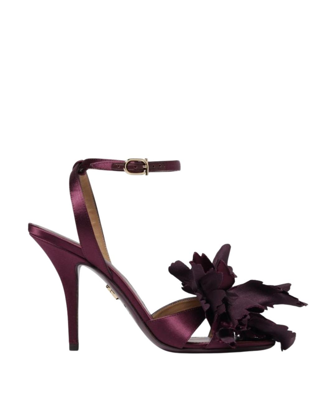 FERRAGAMO Бордовые кожаные босоножки, фото 1