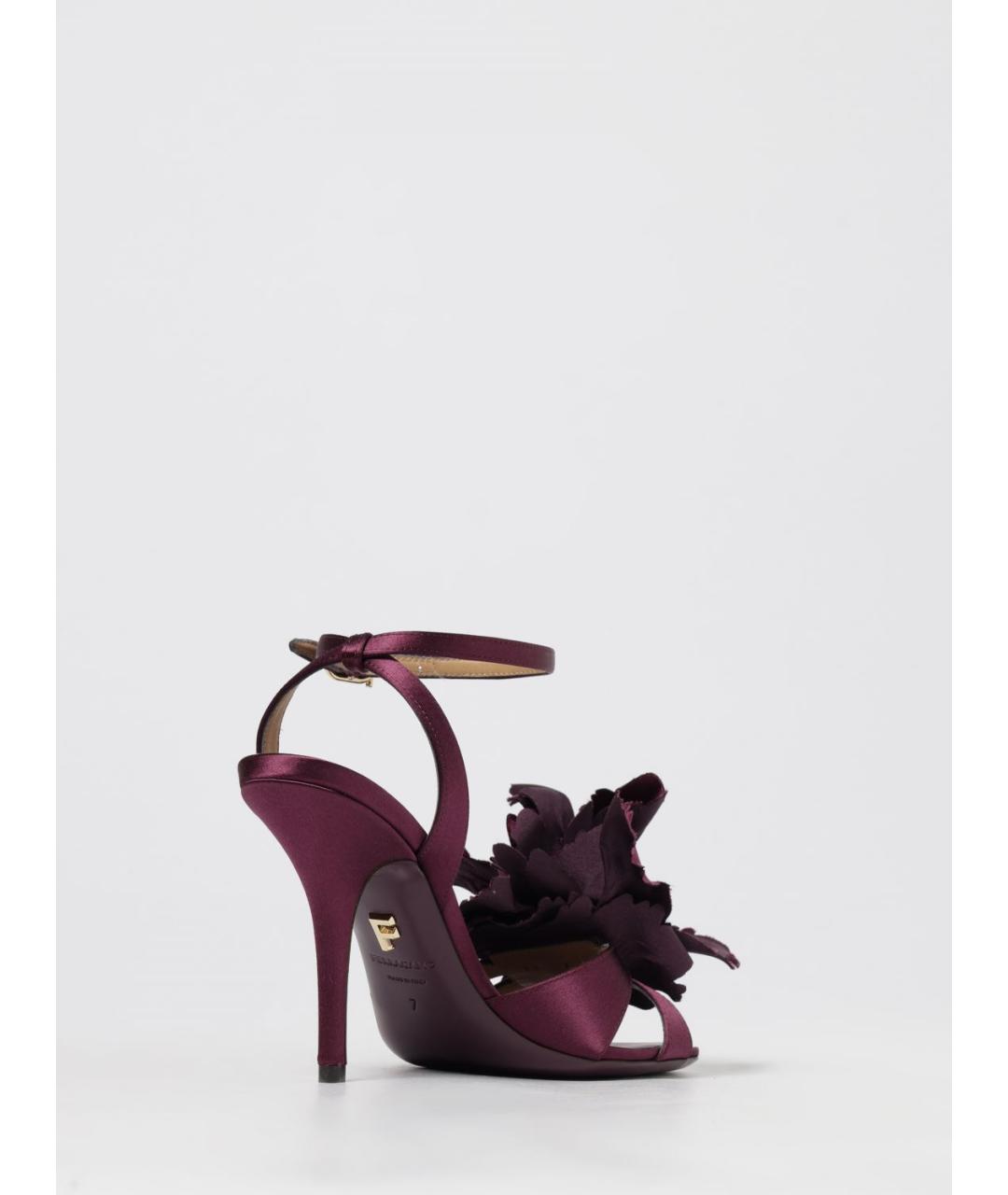 FERRAGAMO Бордовые кожаные босоножки, фото 3