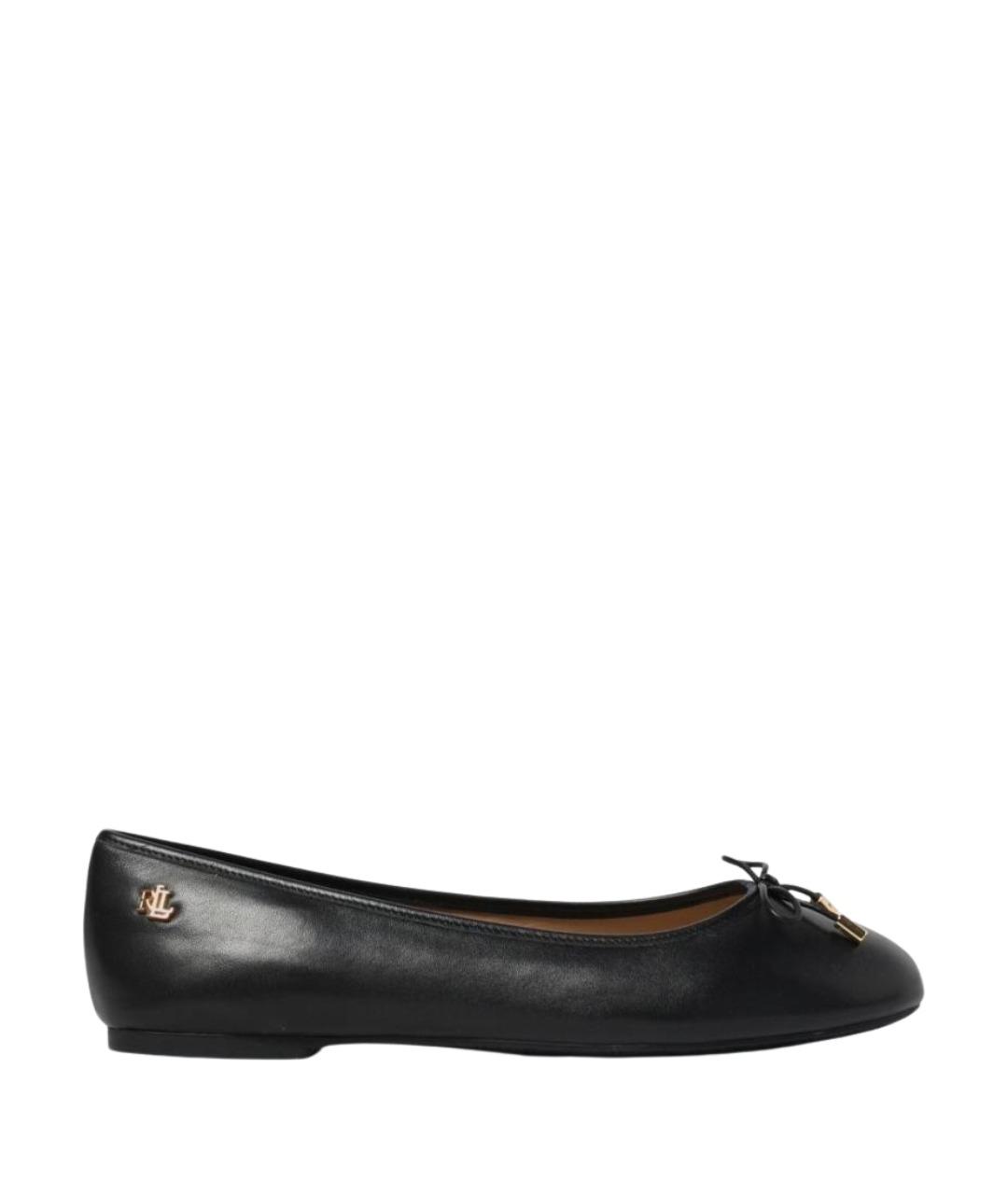 RALPH LAUREN Черные кожаные балетки, фото 1