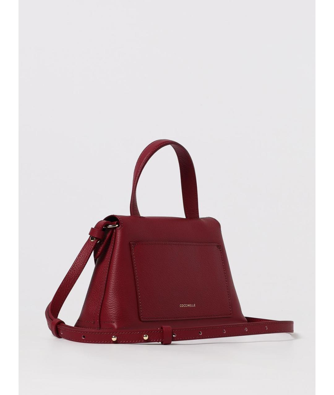 COCCINELLE Бордовая кожаная сумка с короткими ручками, фото 2