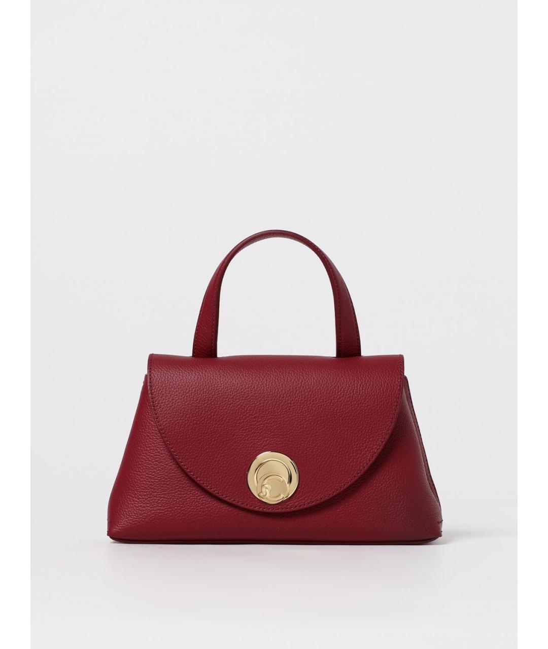 COCCINELLE Бордовая кожаная сумка с короткими ручками, фото 4
