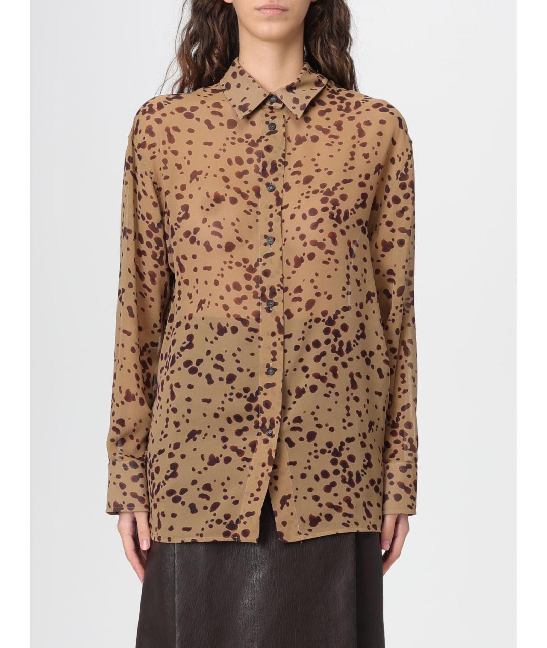 FERRAGAMO Бежевая шелковая рубашка, фото 2