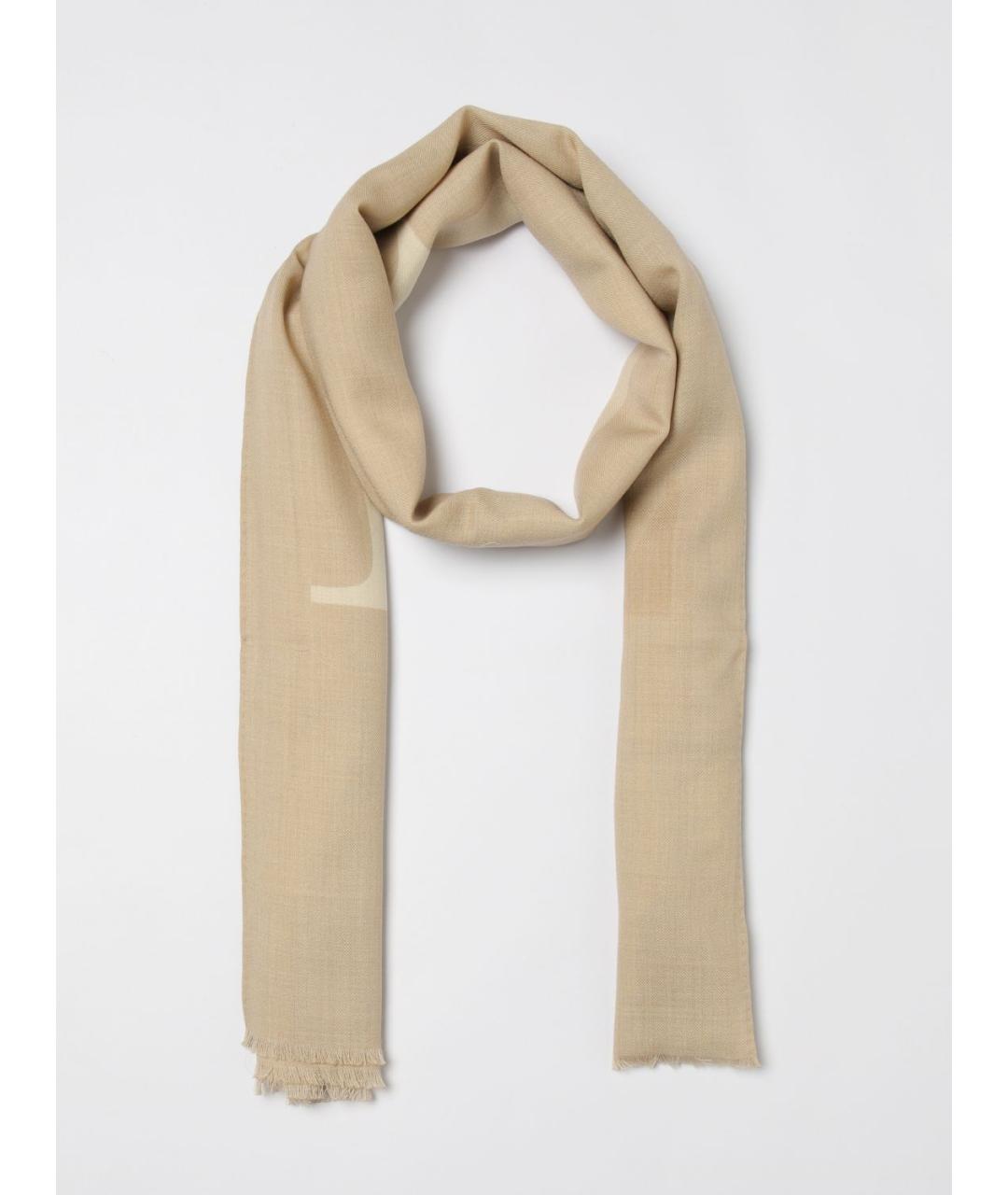 RALPH LAUREN Бежевый шерстяной шарф, фото 2