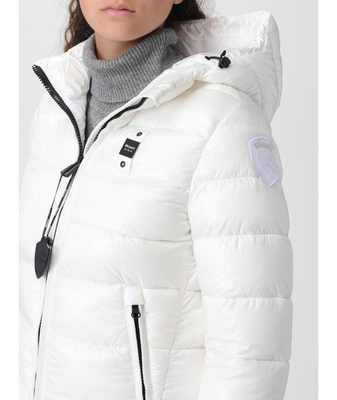 BLAUER Белый полиамидовый пуховик, фото 5