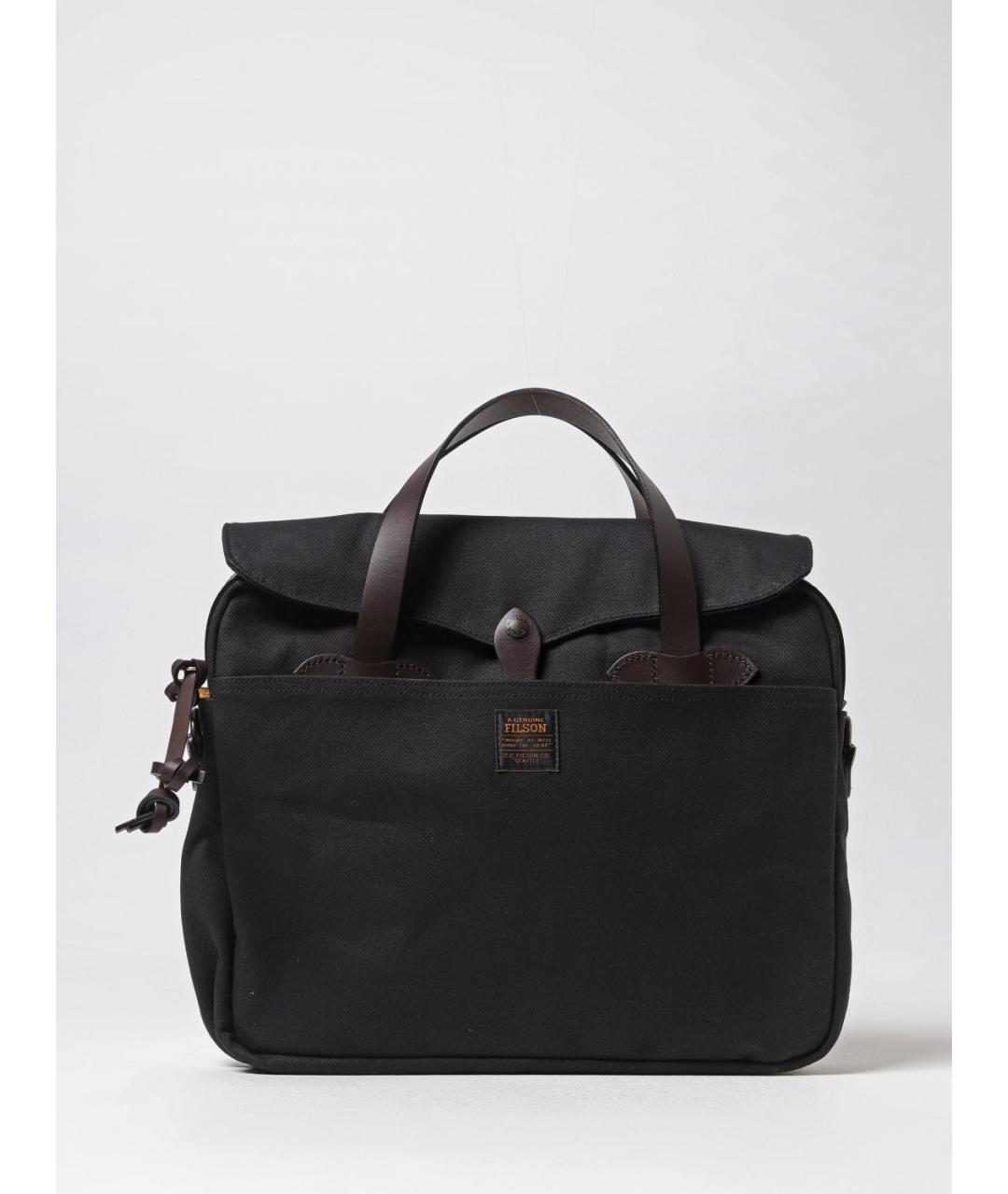 FILSON Черная кожаная сумка тоут, фото 5