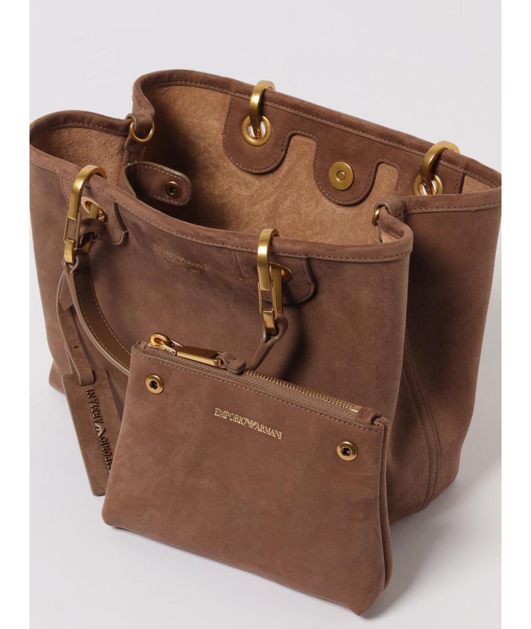 EMPORIO ARMANI Коричневая синтетическая сумка тоут, фото 3