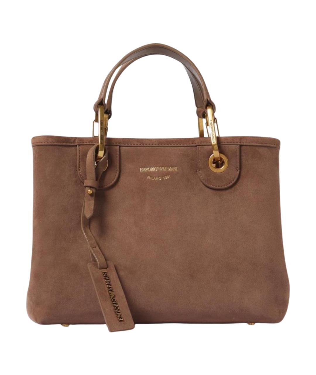 EMPORIO ARMANI Коричневая синтетическая сумка тоут, фото 1