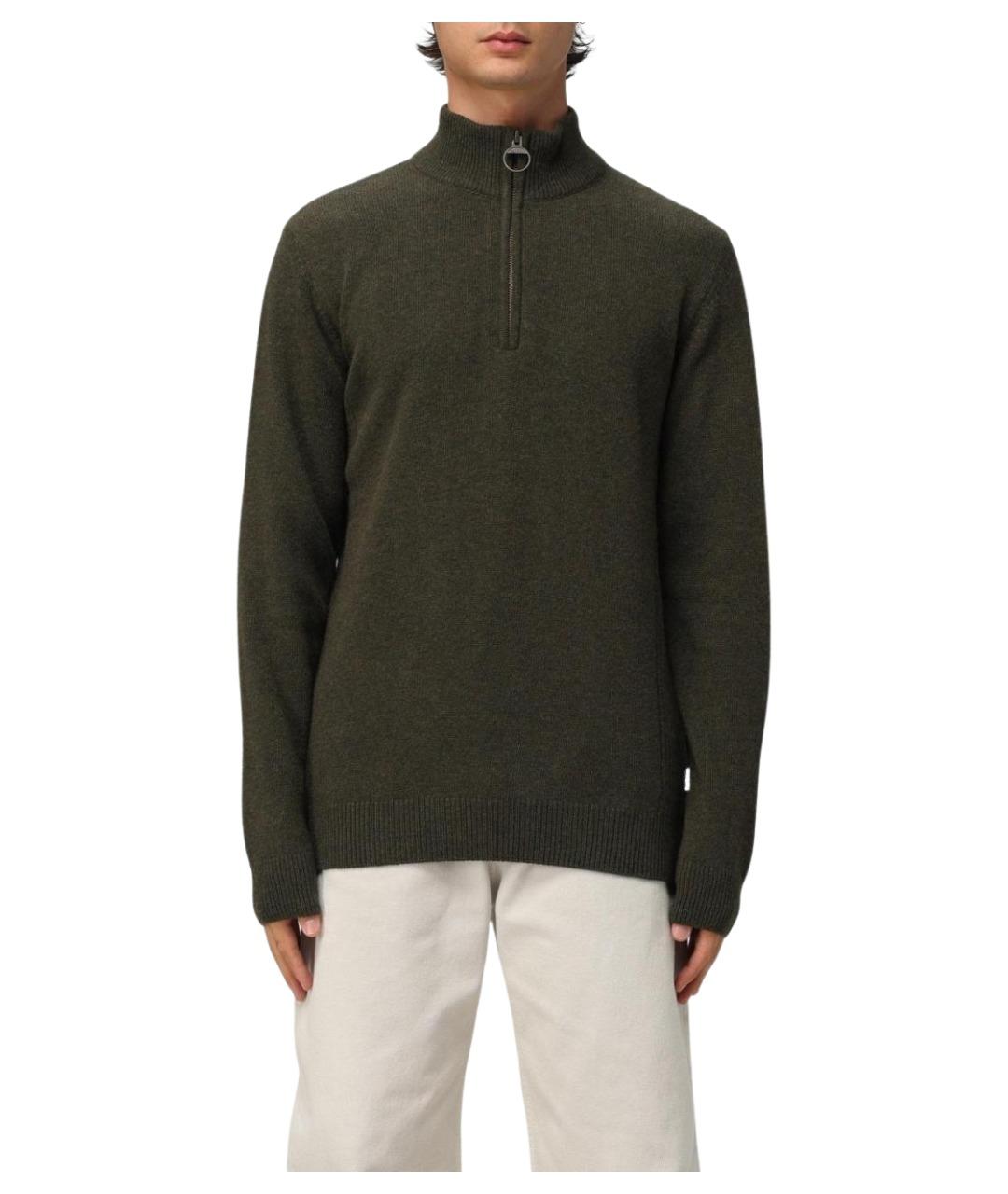 BARBOUR Хаки шерстяной джемпер / свитер, фото 1