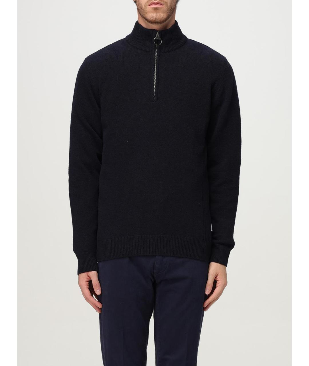 BARBOUR Темно-синий шерстяной джемпер / свитер, фото 4