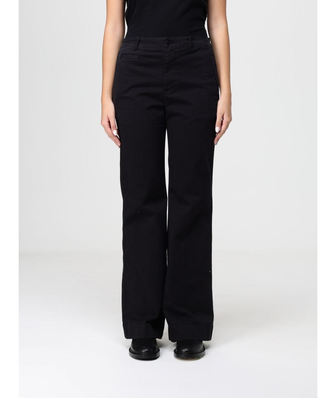 RALPH LAUREN Черные хлопковые прямые брюки, фото 4