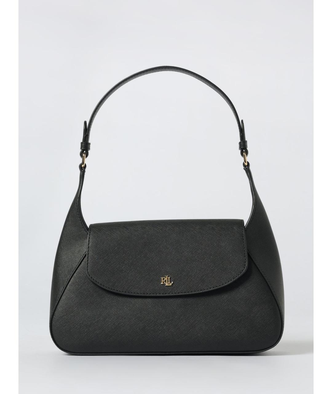 RALPH LAUREN Черная кожаная сумка через плечо, фото 4