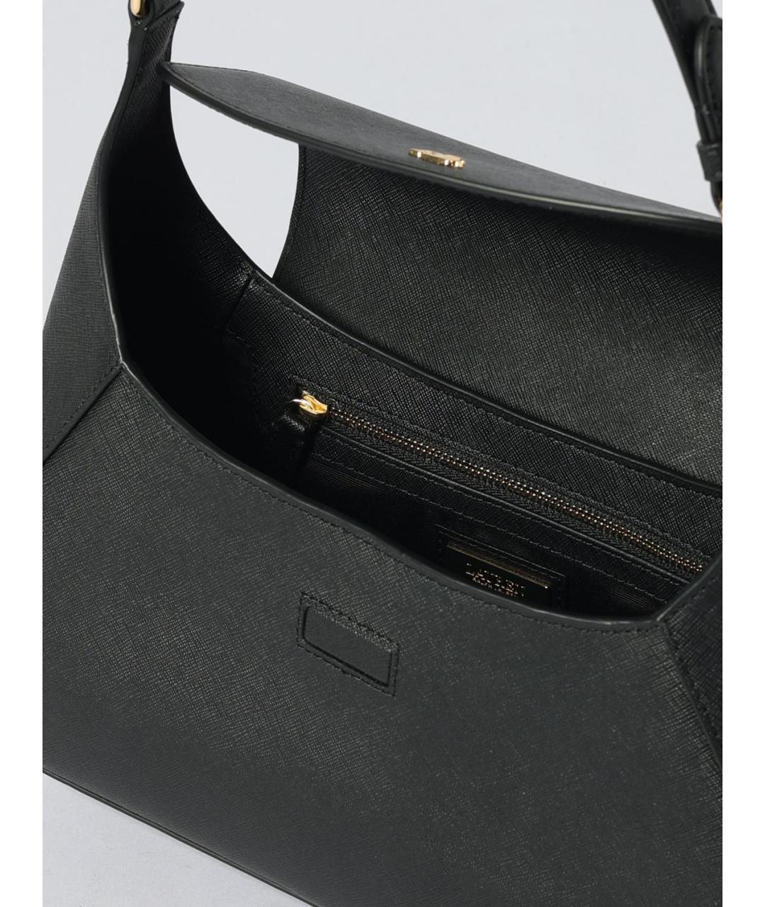 RALPH LAUREN Черная кожаная сумка через плечо, фото 3