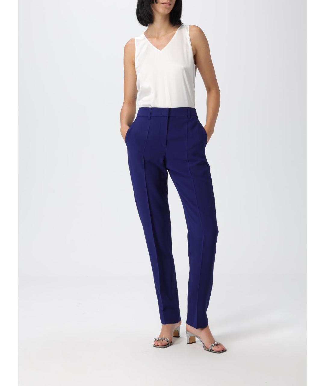 EMPORIO ARMANI Синие вискозные прямые брюки, фото 2