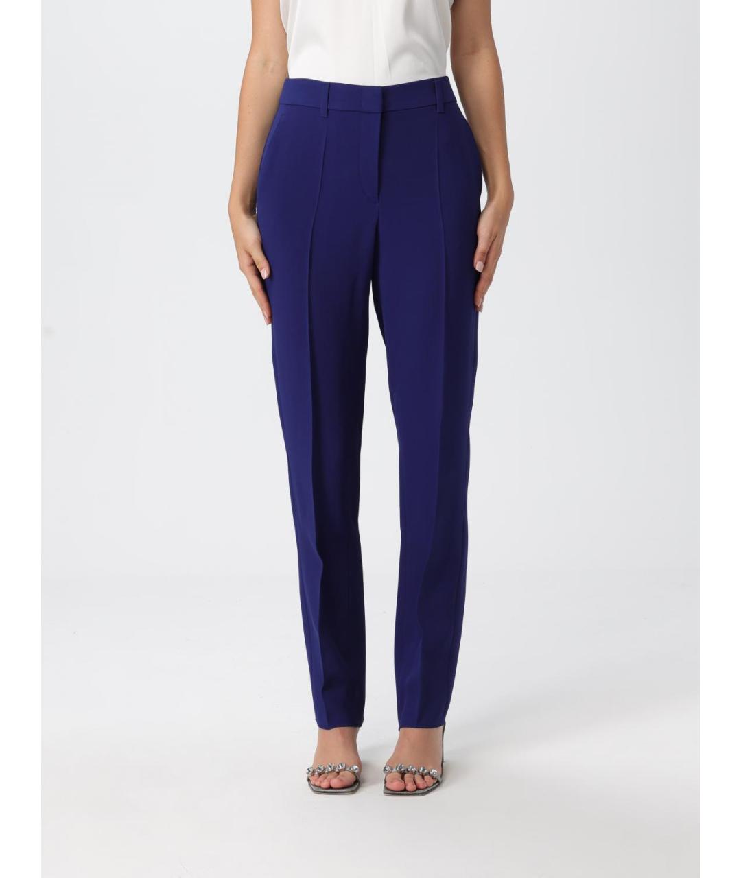 EMPORIO ARMANI Синие вискозные прямые брюки, фото 5