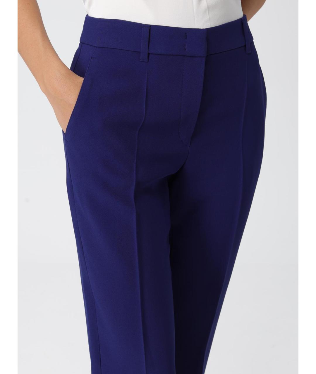 EMPORIO ARMANI Синие вискозные прямые брюки, фото 4