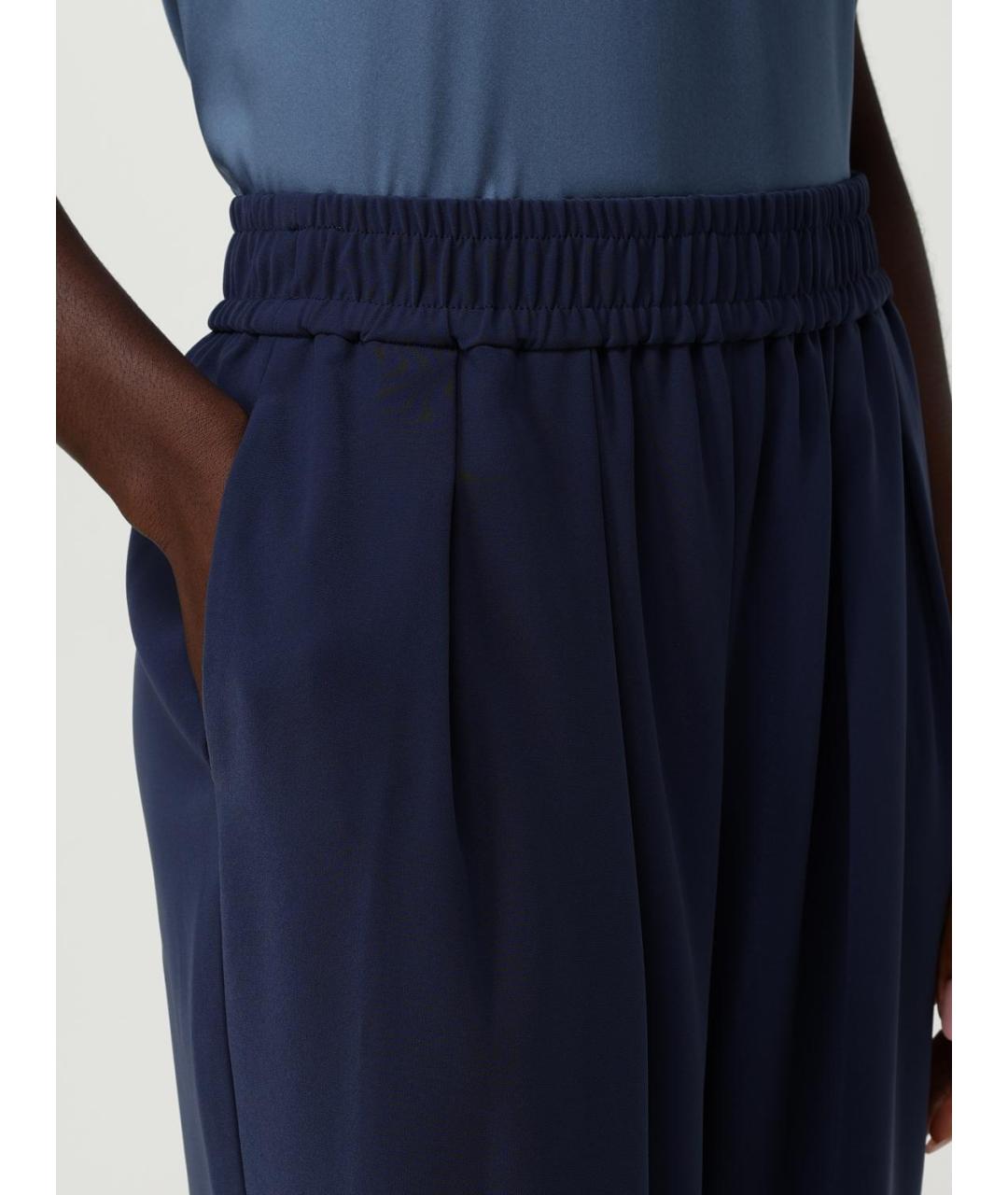 EMPORIO ARMANI Синие полиэстеровые прямые брюки, фото 4