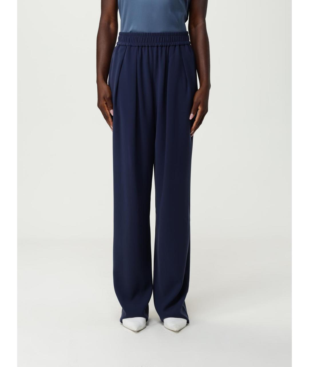 EMPORIO ARMANI Синие полиэстеровые прямые брюки, фото 5