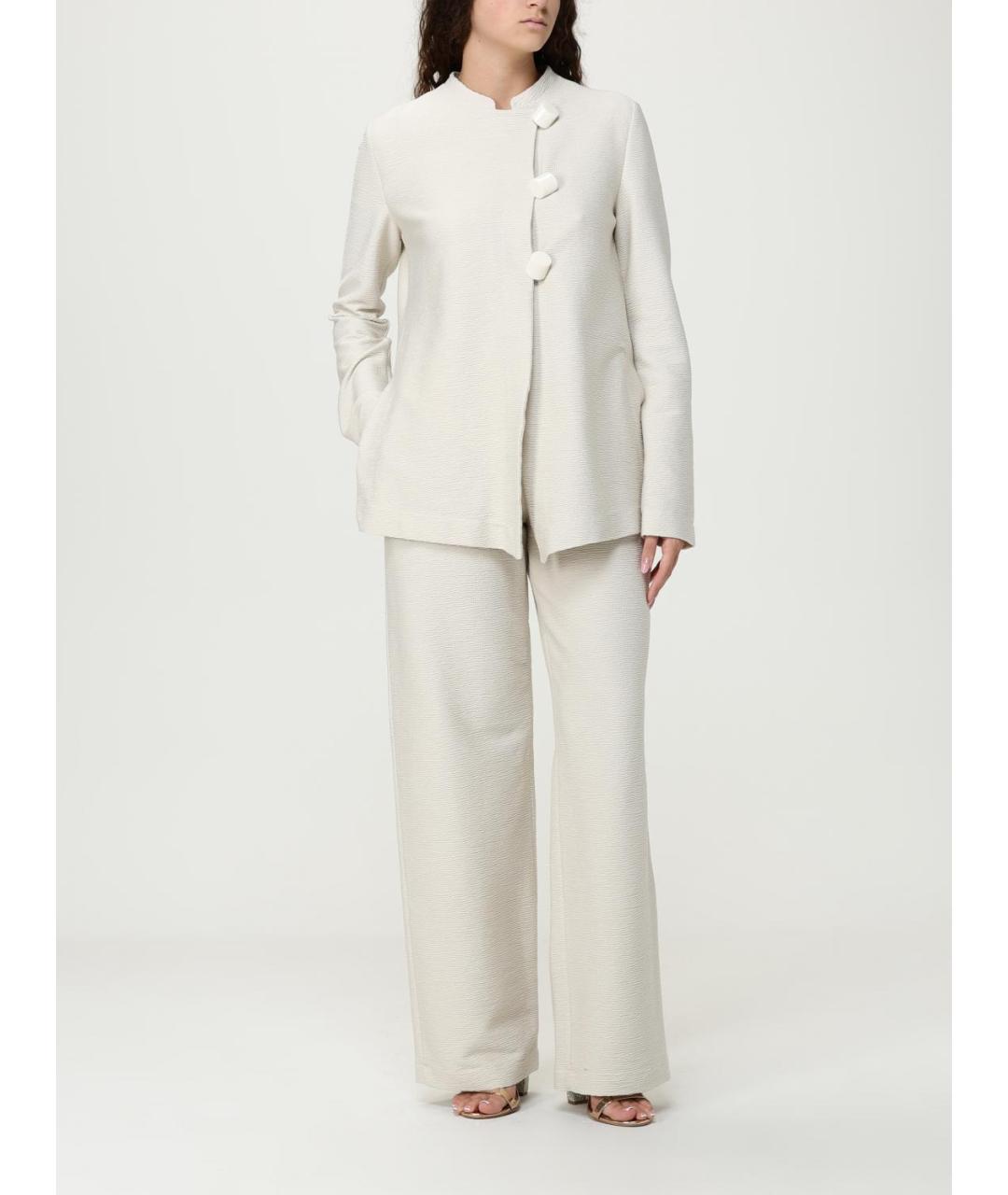 EMPORIO ARMANI Бежевые хлопковые прямые брюки, фото 2