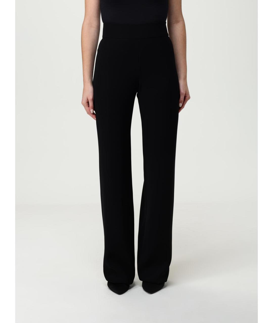 EMPORIO ARMANI Черные полиэстеровые прямые брюки, фото 4