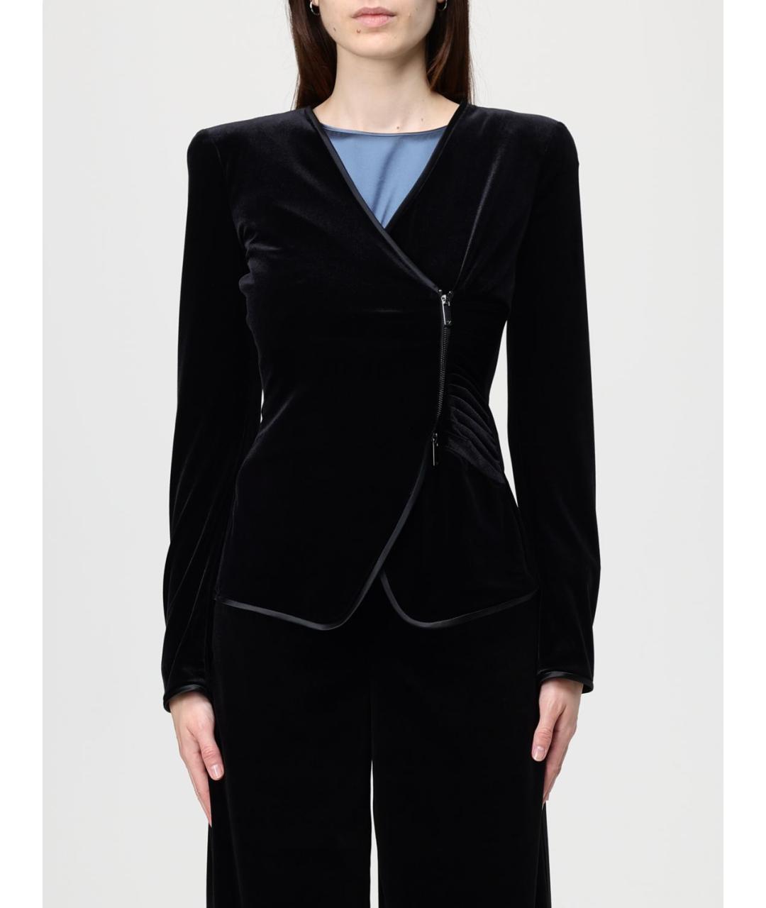 EMPORIO ARMANI Черный полиэстеровый жакет/пиджак, фото 5