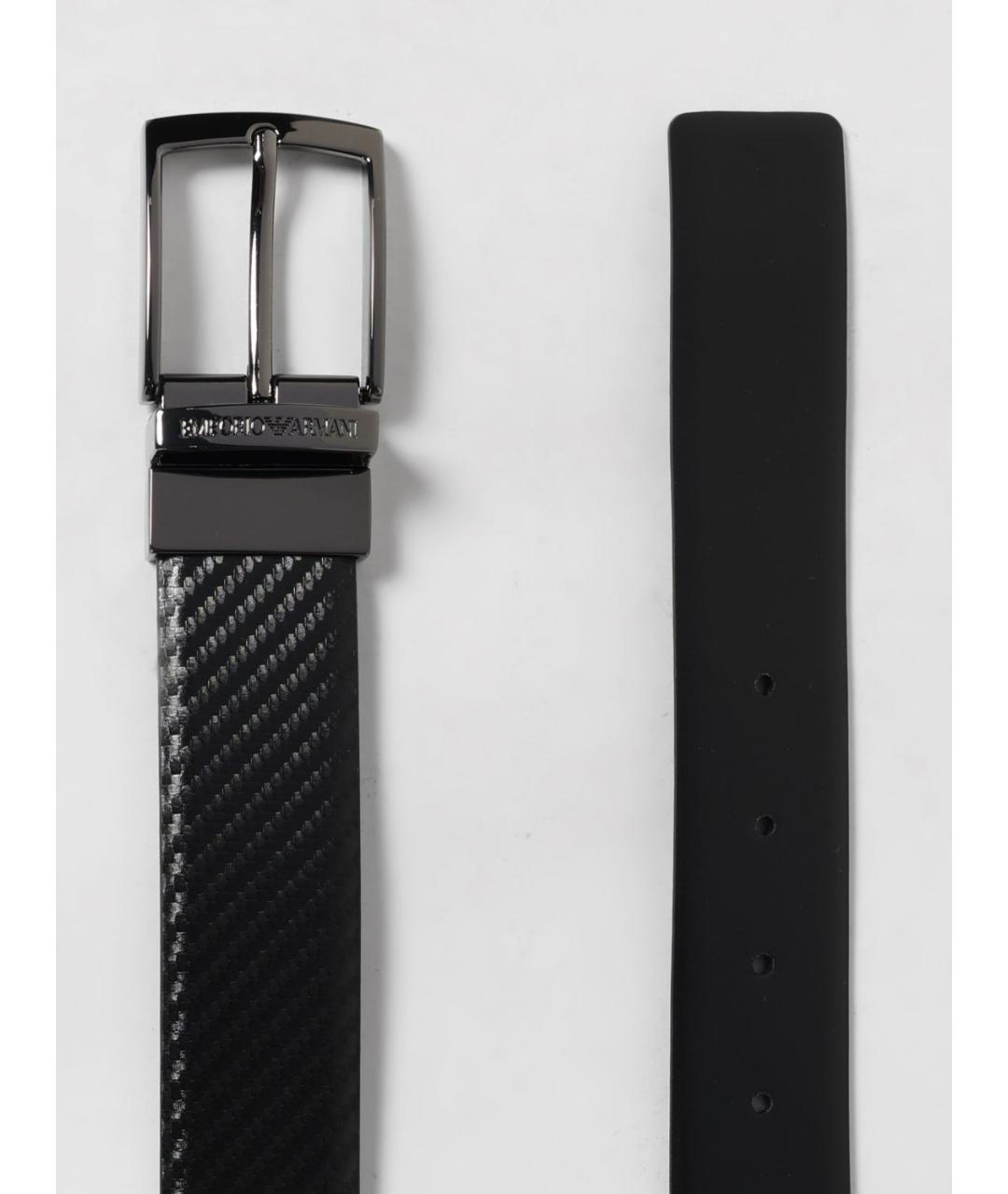 EMPORIO ARMANI Черный кожаный ремень, фото 3